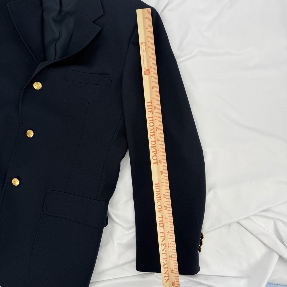 Orvis Blazer 42 Long Navy Blue Gold Buttons Sport‎ Coat Made in USA Wool Blend - Picture 9 of 9